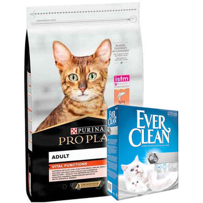 Pro Plan Somonlu Yetişkin Kedi Maması 10 Kg + Everclean 10 Lt Kedi Kumu