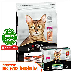 Pro Plan Somonlu Kedi Maması 10 Kg + Pro Plan Yaş Mama 85 Gr x 10 Adet - Pro Plan