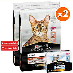 Pro Plan Somonlu Kedi Maması 10 Kg x 2 Adet + 3 Adet Hydra Care Yaş Mama - Pro Plan