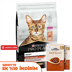 Pro Plan Somonlu Kedi Maması 3 Kg + 2 Adet Gourmet Çorba - Pro Plan