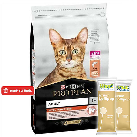 Pro Plan Somonlu Kedi Maması 3 Kg + 2 Adet Wooc Lolipop Ödül - 1