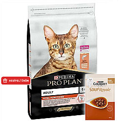 Pro Plan Somonlu Kedi Maması 3 Kg + 6 Adet Gourmet Çorba - Pro Plan