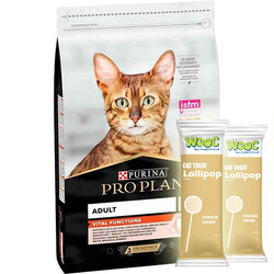 Pro Plan - Pro Plan Somonlu Yetişkin Kedi Maması 3 Kg + 2 Adet Wooc Kedi Lolipopu