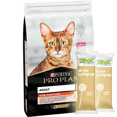 Pro Plan Somonlu Yetişkin Kedi Maması 3 Kg + 2 Adet Wooc Kedi Lolipopu