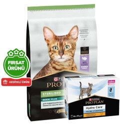 Pro Plan Kısırlaştırılmış Hindi Etli Kedi Maması 10 Kg + Hydra Care Yaş Mama 75 Gr x 10 Adet - Pro Plan