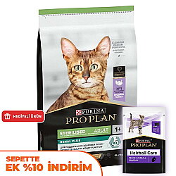 Pro Plan Kısırlaştırılmış Hindi Etli Kedi Maması 10 Kg + 14 Adet Pro Plan Hairball Pouch - Pro Plan