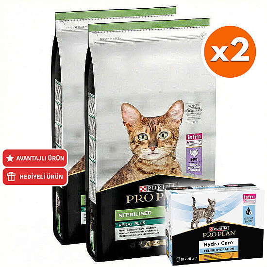 Pro Plan Kısırlaştırılmış Hindi Etli Kedi Maması 10 Kg x 2 Adet + 3 Adet Hydra Care Yaş Mama - 1