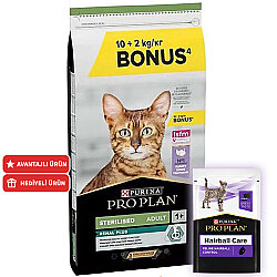 Pro Plan Kısırlaştırılmış Hindi Etli Kedi Maması 10 + 2 Kg (Toplam 12 Kg) + 14 Adet Pro Plan Hairball Pouch - Pro Plan