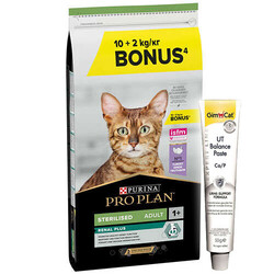 Pro Plan - Pro Plan Kısırlaştırılmış Hindi Etli Kedi Maması 10 + 2 Kg (Toplam 12 Kg) + Gimcat UT Balance Paste
