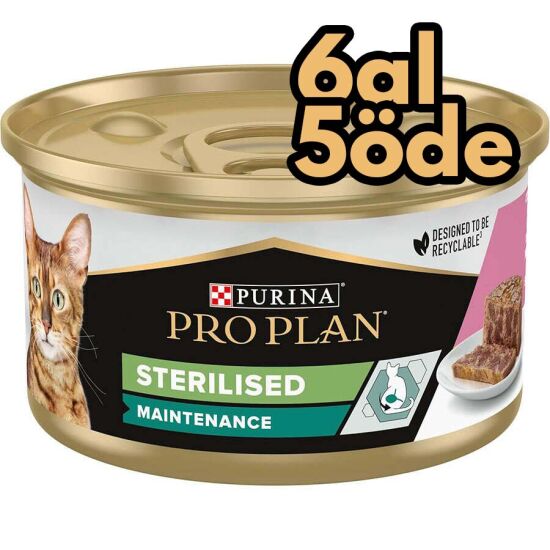 Pro Plan Sterilised Ton Balıklı, Somonlu ve Sebzeli Kısırlaştırılmış Kedi Konservesi 85 Gr - 6 Al 5 Öde - 1