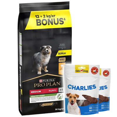 Pro Plan Tavuklu Orta Irk Yavru Köpek Maması 12 Kg + 2 Kg + Gimdog 70 Gr Köpek Ödülü