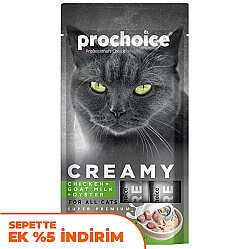 Prochoice Creamy Tavuklu, Keçi Sütlü ve İstiridyeli Krema Sıvı Kedi Ödülü 4 x 15 Gr - Pro Choice