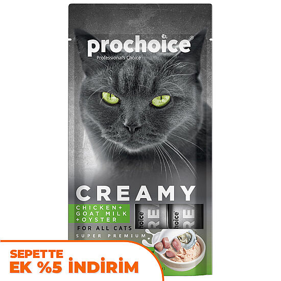 Prochoice Creamy Tavuklu, Keçi Sütlü ve İstiridyeli Krema Sıvı Kedi Ödülü 4 x 15 Gr - 1