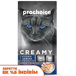 Prochoice Creamy Tavuklu ve Karidesli Krema Sıvı Kedi Ödülü 4 x 15 Gr - Pro Choice
