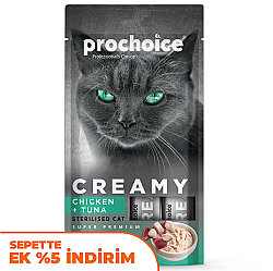 Prochoice Creamy Sterilised Tavuklu ve Ton Balıklı Krema Sıvı Kısırlaştırılmış Kedi Ödülü 4 x 15 Gr - Pro Choice