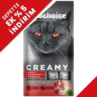 Prochoice Creamy Ton Balığı, Kızılcık ve Kedi Otlu Krema Sıvı Kedi Ödülü 4 x 15 Gr - 1