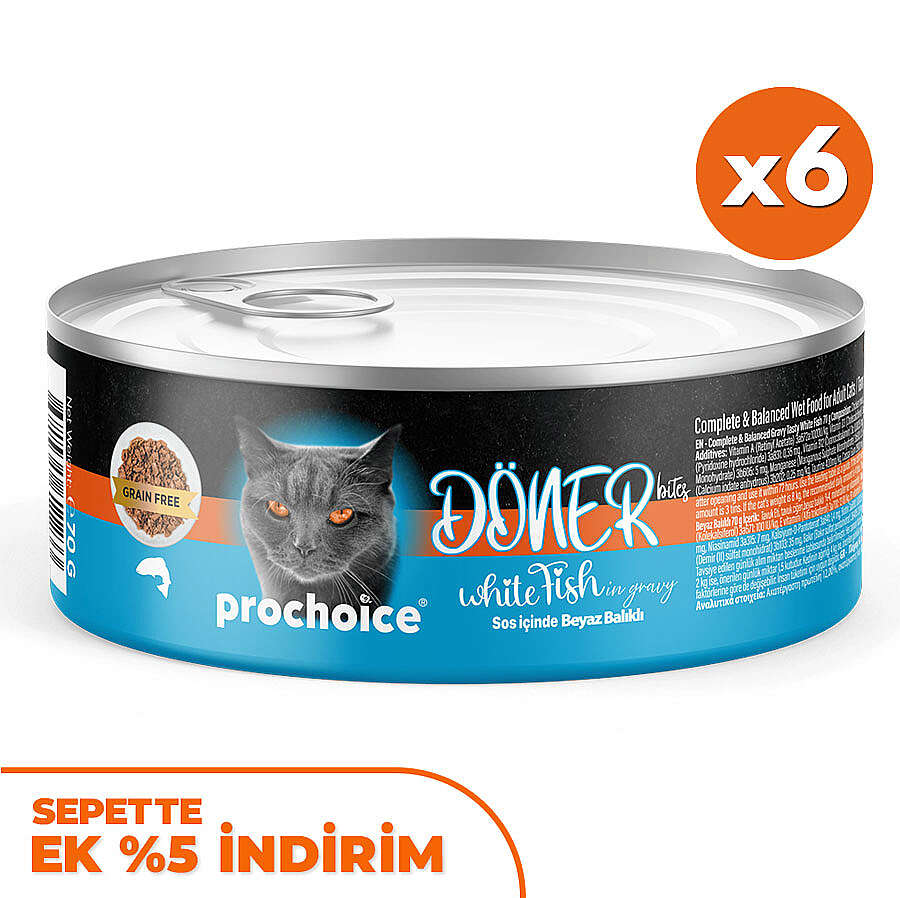 ProChoice DÖNER Bites Adult Sos İçerisinde Balıklı Kedi Yaş Maması 70 Gr x 6 Adet