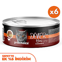 ProChoice DÖNER Bites Adult Sos İçerisinde Dana Etli (Biftekli) Kedi Yaş Maması 70 Gr x 6 Adet - Pro Choice