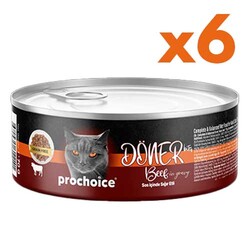 Pro Choice - ProChoice DÖNER Bites Adult Sos İçerisinde Dana Etli (Biftekli) Kedi Yaş Maması 70 Gr x 6 Adet