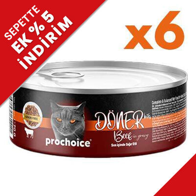 ProChoice DÖNER Bites Adult Sos İçerisinde Dana Etli (Biftekli) Kedi Yaş Maması 70 Gr x 6 Adet