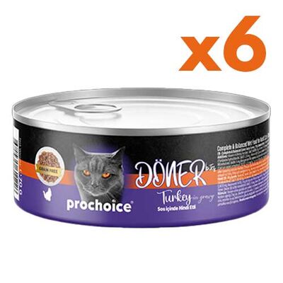 ProChoice DÖNER Bites Adult Sos İçerisinde Hindili Kedi Yaş Maması 70 Gr x 6 Adet