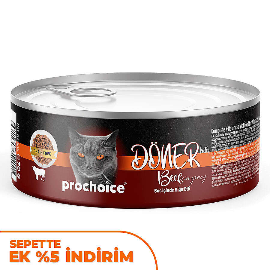 ProChoice DÖNER Bites Adult Sos İçerisinde Dana Etli (Biftekli) Kedi Yaş Maması 70 Gr