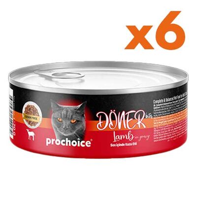 ProChoice DÖNER Bites Adult Sos İçerisinde Kuzulu Kedi Yaş Maması 70 Gr x 6 Adet
