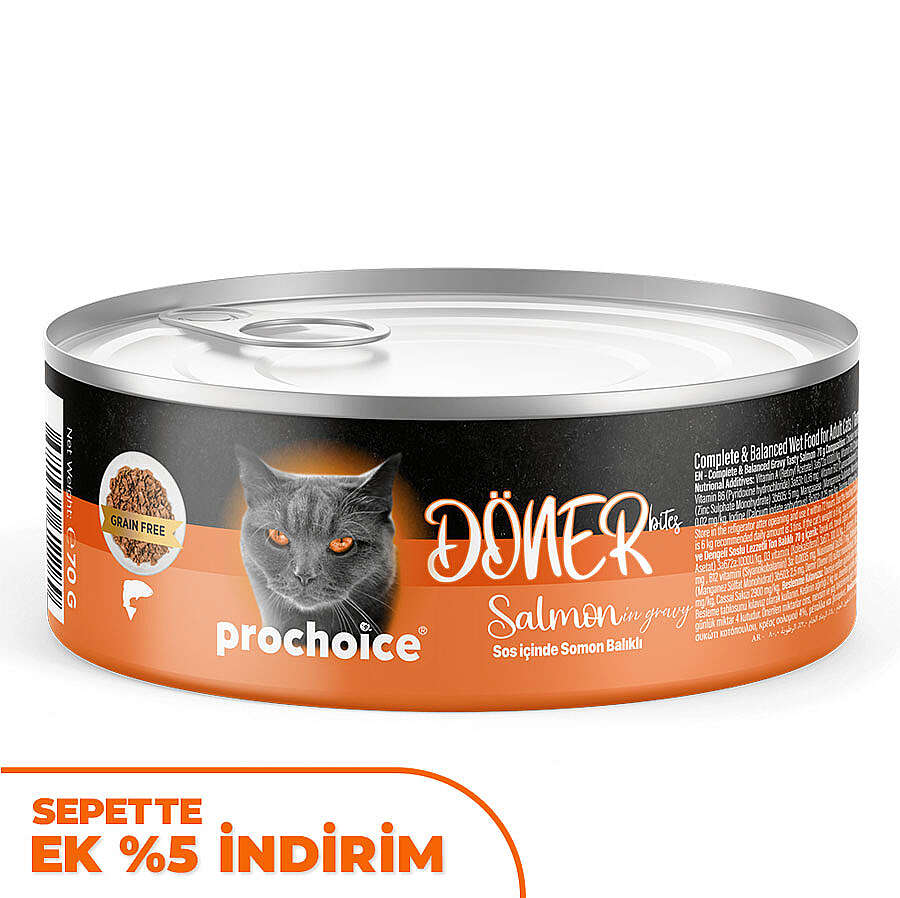 ProChoice DÖNER Bites Adult Sos İçerisinde Somonlu Kedi Yaş Maması 70 Gr