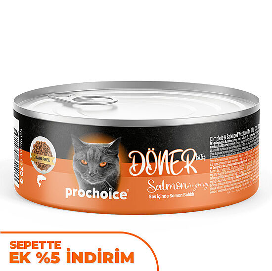 ProChoice DÖNER Bites Adult Sos İçerisinde Somonlu Kedi Yaş Maması 70 Gr - 1