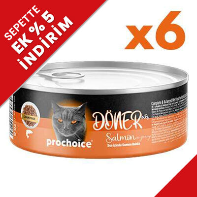 ProChoice DÖNER Bites Adult Sos İçerisinde Somonlu Kedi Yaş Maması 70 Gr X 6 Adet
