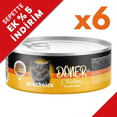 ProChoice DÖNER Bites Adult Sos İçerisinde Tavuklu Kedi Yaş Maması 70 Gr x 6 Adet - 1