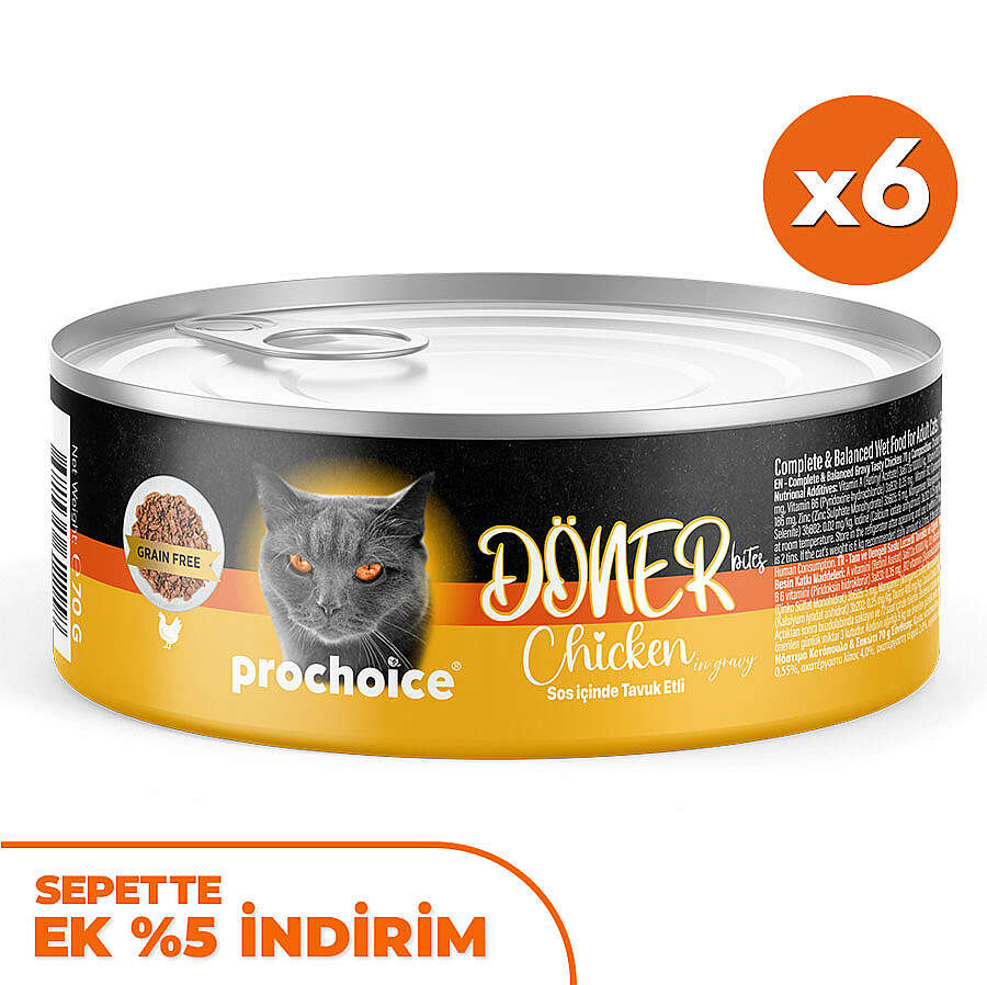 ProChoice DÖNER Bites Adult Sos İçerisinde Tavuklu Kedi Yaş Maması 70 Gr x 6 Adet