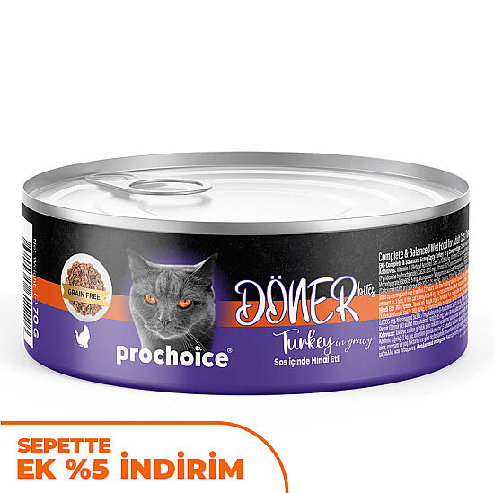 ProChoice DÖNER Bites Adult Sos İçerisinde Hindili Kedi Yaş Maması 70 Gr - 1