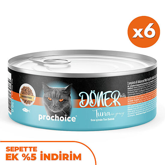 ProChoice DÖNER Bites Adult Sos İçerisinde Ton Balıklı Kedi Yaş Maması 70 Gr x 6 Adet - 1
