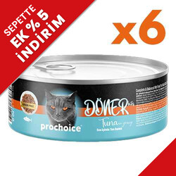 Pro Choice - ProChoice DÖNER Bites Adult Sos İçerisinde Ton Balıklı Kedi Yaş Maması 70 Gr x 6 Adet
