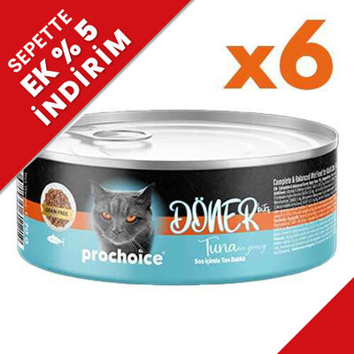 ProChoice DÖNER Bites Adult Sos İçerisinde Ton Balıklı Kedi Yaş Maması 70 Gr x 6 Adet