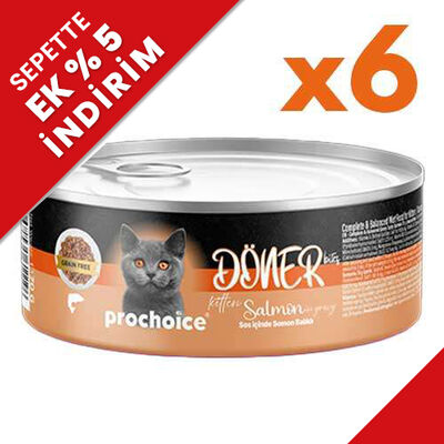 ProChoice DÖNER Bites Kitten Sos İçerisinde Somonlu Yavru Kedi Yaş Maması 70 Gr x 6 Adet - 1