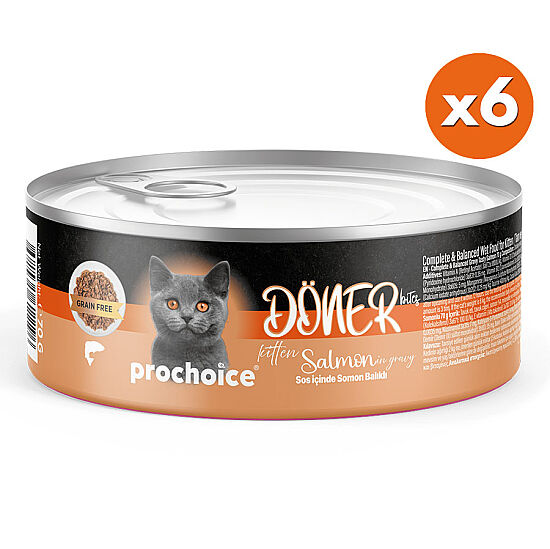 ProChoice DÖNER Bites Kitten Sos İçerisinde Somonlu Yavru Kedi Yaş Maması 70 Gr x 6 Adet - 2