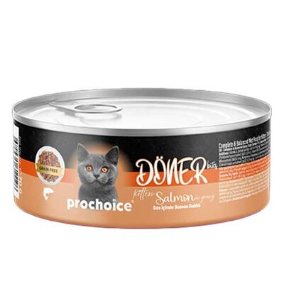 ProChoice DÖNER Bites Kitten Sos İçerisinde Somonlu Yavru Kedi Yaş Maması 70 Gr x 6 Adet