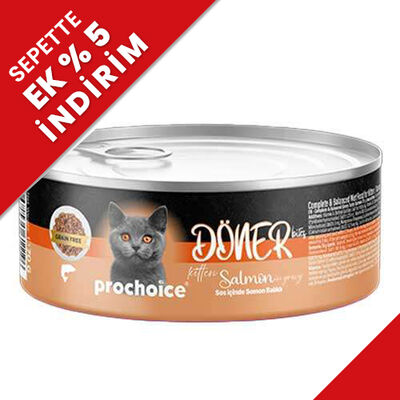 ProChoice DÖNER Bites Kitten Sos İçerisinde Somonlu Yavru Kedi Yaş Maması 70 Gr - 1