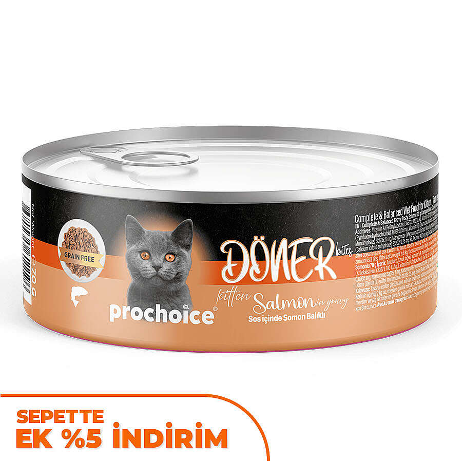 ProChoice DÖNER Bites Kitten Sos İçerisinde Somonlu Yavru Kedi Yaş Maması 70 Gr