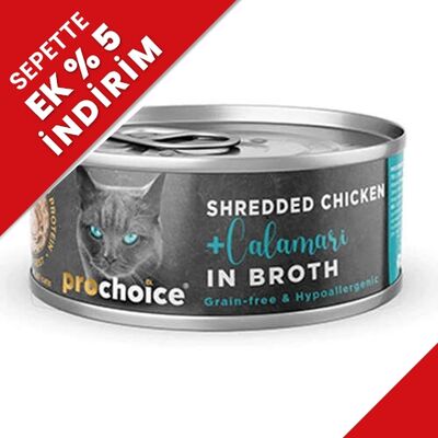 ProChoice Hypo-Allergenic Sos İçinde Tavuklu ve Kalamarlı Tahılsız Kedi Konservesi 70 Gr - 1