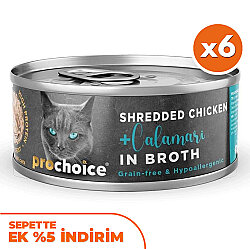 ProChoice Hypo-Allergenic Sos İçinde Tavuk ve Kalamar Tahılsız Kedi Konservesi 70 Gr x 6 Adet - Pro Choice