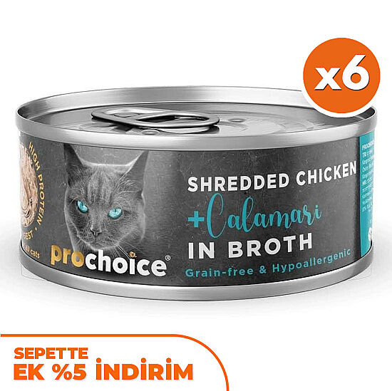 ProChoice Hypo-Allergenic Sos İçinde Tavuk ve Kalamar Tahılsız Kedi Konservesi 70 Gr x 6 Adet - 1