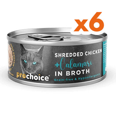ProChoice Hypo-Allergenic Sos İçinde Tavuk ve Kalamar Tahılsız Kedi Konservesi 70 Gr x 6 Adet