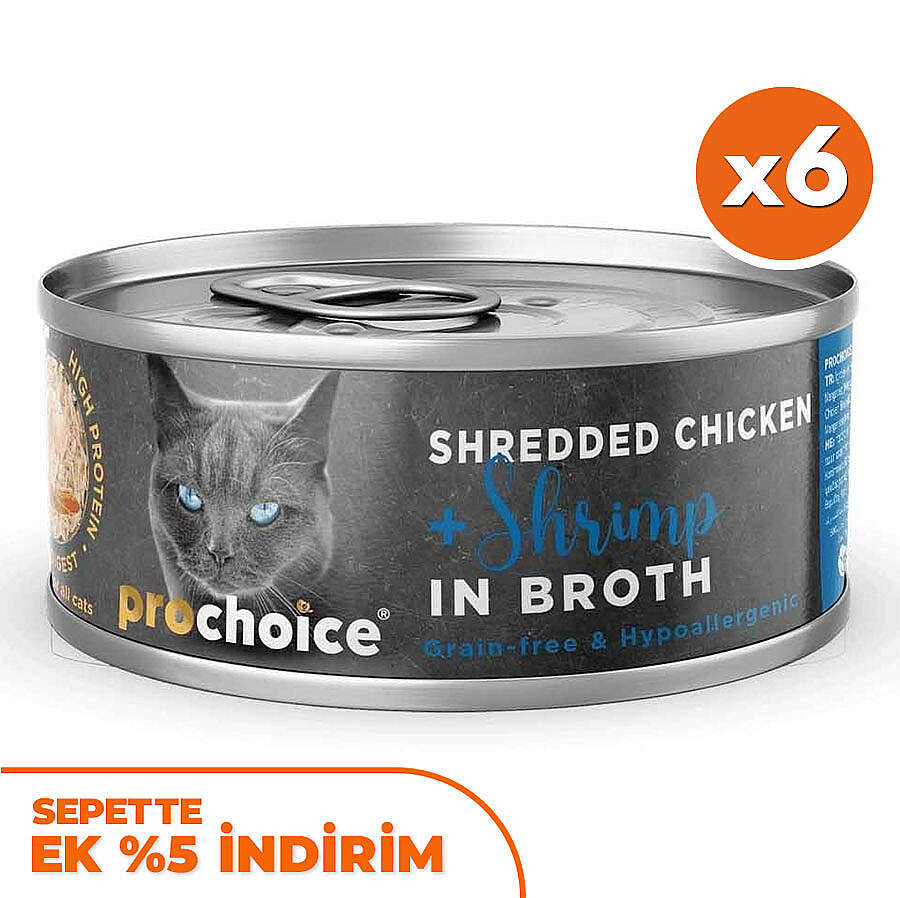 ProChoice Hypo-Allergenic Sos İçinde Tavuk ve Karides Tahılsız Kedi Konservesi 70 Gr x 6 Adet