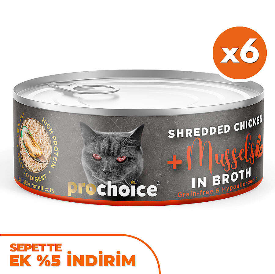 ProChoice Hypo-Allergenic Sos İçinde Tavuk ve Midye Tahılsız Kedi Konservesi 70 Gr x 6 Adet