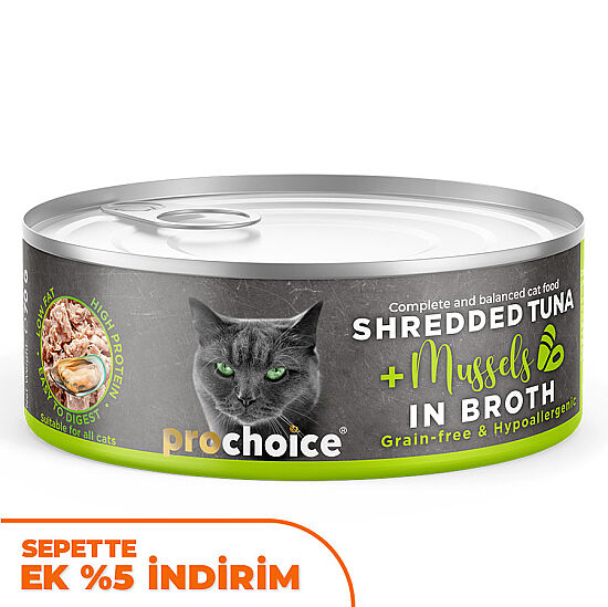 ProChoice Hypo-Allergenic Sos İçinde Ton Balıklı ve Midye Tahılsız Kedi Konservesi 70 Gr x 6 Adet - 2