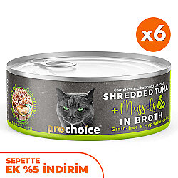 ProChoice Hypo-Allergenic Sos İçinde Ton Balıklı ve Midye Tahılsız Kedi Konservesi 70 Gr x 6 Adet - Pro Choice