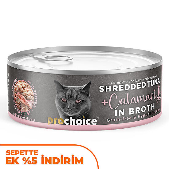 ProChoice Hypo-Allergenic Sos İçinde Ton ve Kalamar Tahılsız Kedi Konservesi 70 Gr x 6 Adet - 2